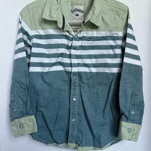 Lee Cooper Boys Button-Up Shirt 3T-4T Green Striped Long Sleeve Casual Top